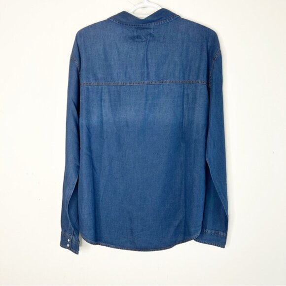 Free People One Teaspoon Denim Button Down Shirt Chambray Dark wash Size XS - Picture 15 of 16